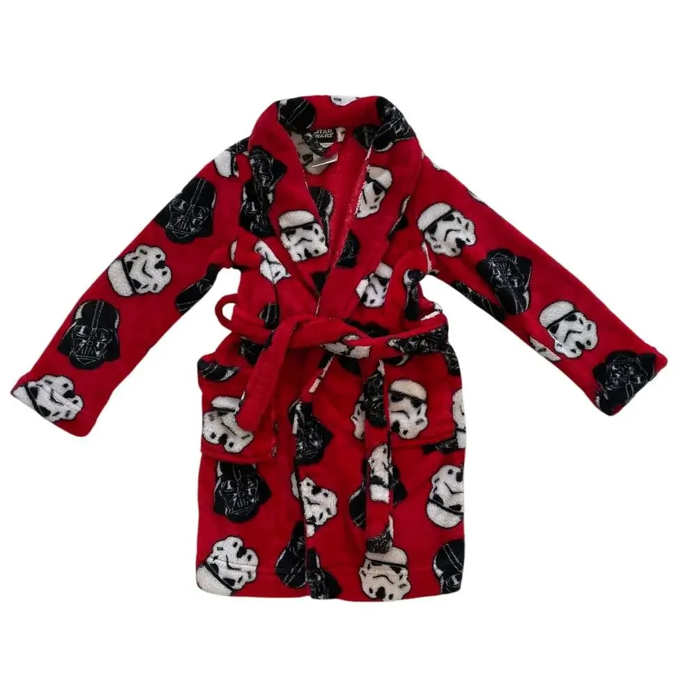 Star Wars Kids Fleece Robe with Belt, Darth Vader, Stormtroopers, Red, Black, 6